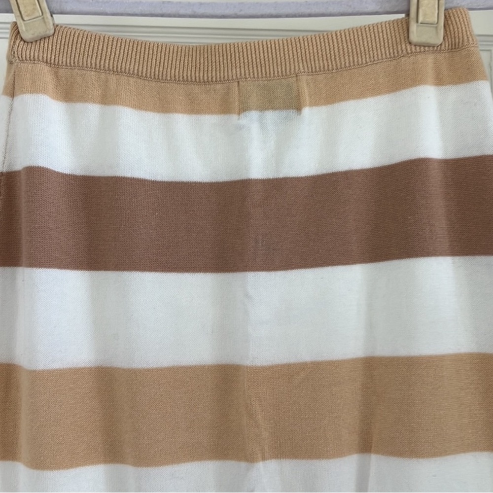 ❌SOLD❌ Sabo Skirt Leti Tan Brown White Long Knit Cotton Maxi Pencil Stripe Skirt - Picture 6 of 10